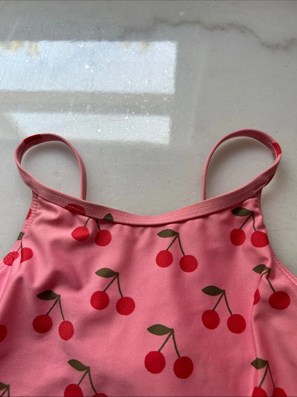 H&M Pink One-Piece Swimsuit with Red Cherry Print